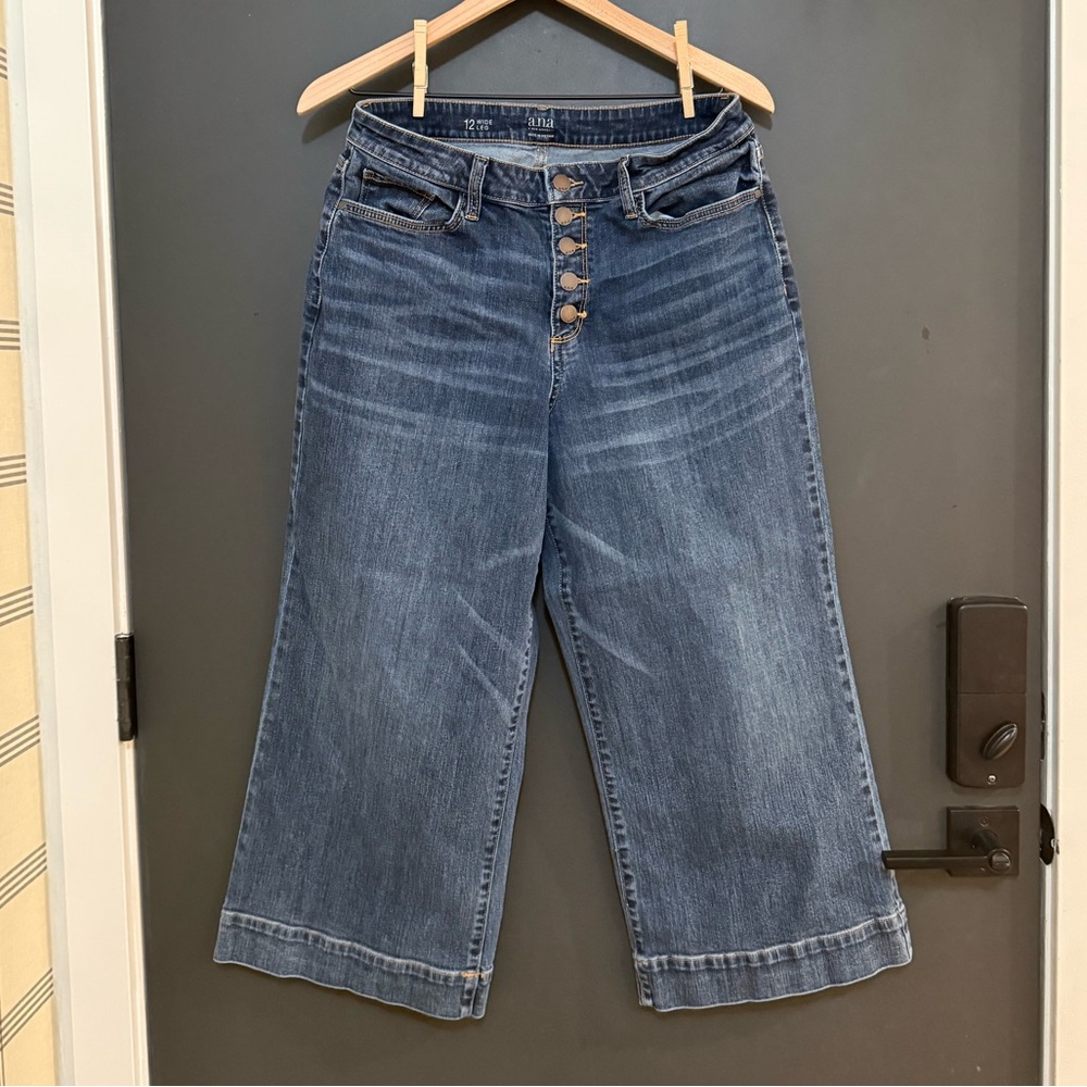 a.n.a Dark Blue Crop Wide Leg Jeans